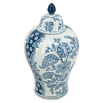 Ваза с крышкой и голубым цветочным рисунком 37 см Blue & White Ornament варинант исполнения - 1 | Loft Concept в Уфе