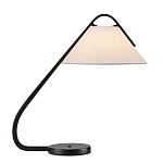 Настольная лампа с черным каркасом и белым тканевым абажуром в форме конуса Stylish Solution варинант исполнения - 3 | Loft Concept в Уфе