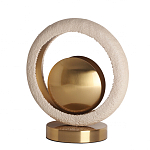 Настольная лампа с бежевым текстурным кольцом и латунным шаром в центре Tactile   варинант исполнения - 1 | Loft Concept в Уфе