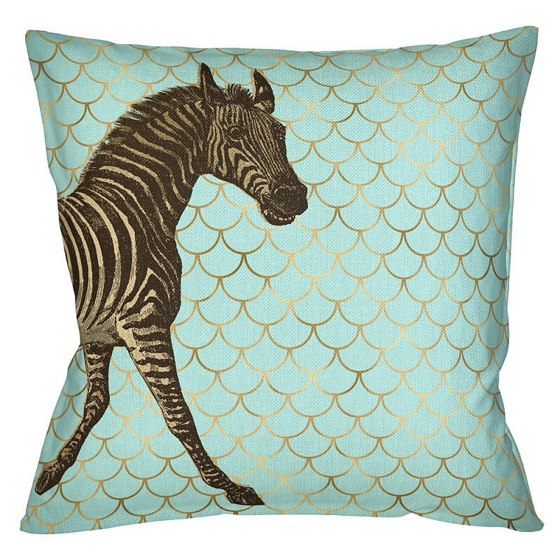 Подушка Safari light blue zebra Бирюзовый Глянцевое золото Подушка Safari light blue zebra Бирюзовый Глянцевое золото в Уфе | Loft Concept