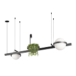 Подвесной светильник линейный с 2-мя шарообразными плафонами и цилиндрическим спотом Light of Еyes варинант исполнения - 8 | Loft Concept в Уфе