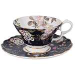 Чайный набор из фарфора темно-синий с рисунком цветов на 6 персон 12 предметов 280 мл Garden Whisper Porcelain Set  варинант исполнения - 5 | Loft Concept в Уфе