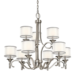 Люстра с белыми тканевыми абажурами в прозрачных стеклянных цилиндрах Kichler варинант исполнения - 1 | Loft Concept в Уфе
