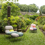 Дизайнерское разноцветное кресло на металлическом каркасе с подставкой для ног Poltronova Plasma Armchair варинант исполнения - 12 | Loft Concept в Уфе