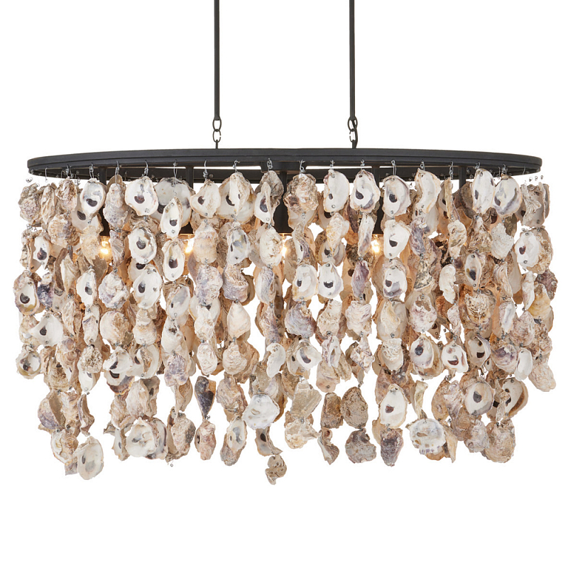 Люстра овальная с подвесками из устричных раковин Sea Ravens Черный в Уфе | Loft Concept 