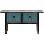 Деревянная консоль в китайском стиле с дверцами голубая Qin Console Table Blue варинант исполнения - 1 | Loft Concept в Уфе