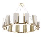 Люстра подвесная круглая с прямоугольными мраморными и золотистыми панелями на металлическом каркасе Диаметр 118 см Marble square Chandelier варинант исполнения - 2 | Loft Concept в Уфе