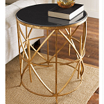 Приставной стол с металлическим золотым  основанием и чёрной столешницей Paradigm варинант исполнения - 1 | Loft Concept в Уфе