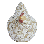 Статуэтка курица с резными белыми цветами на бежевой фактурной поверхности Rustic Chicken варинант исполнения - 1 | Loft Concept в Уфе