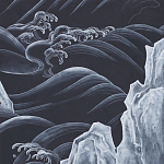 Обои ручная роспись Matsushima Waves Roka on Edo Night painted silk варинант исполнения - 1 | Loft Concept в Уфе