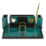 Настольный письменный набор из змеевика с часами и календарницей Successful Leader варинант исполнения - 1 | Loft Concept в Уфе