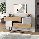 Комод c 2-мя белыми дверцами и 2-мя выдвижными ящиками цвета древесины EROS CONSOLE OAK WHITE варинант исполнения - 2 | Loft Concept в Уфе