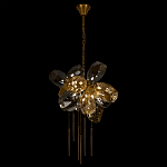 Люстра подвесная со стеклянными плафонами из дымчатого и золотистого с шестью вертикальными подвесками Gilded Mirage  варинант исполнения - 3 | Loft Concept в Уфе