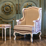 Кресло из массива бука бежевое с растительным орнаментом Raffael Beige Floral Armchair варинант исполнения - 10 | Loft Concept в Уфе