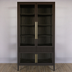 Витрина Primo со стеклянными фасадами и 2 ящиками Темный орех варинант исполнения - 1 | Loft Concept в Уфе