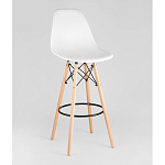 Пластиковый барный стул на ножках из массива бука Eames White варинант исполнения - 1 | Loft Concept в Уфе