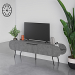 ТВ-тумба серая с 2-мя откидными дверцами и 2-мя открытыми полками CAPSULE TV STAND RETRO GREY варинант исполнения - 3 | Loft Concept в Уфе