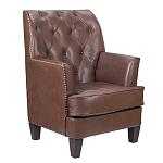 Кресло из натуральной кожи c мягкими подлокотниками на 4-х деревянных ножках из массива бука Joseph Armchair brown варинант исполнения - 1 | Loft Concept в Уфе