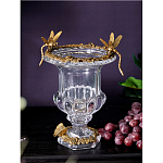 Ваза из прозрачного стекла на бронзовой подставке с ободком и ручками в виде стрекоз Eden Garden варинант исполнения - 2 | Loft Concept в Уфе