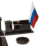 Настольный письменный набор с часами из природного камня обсидиана  Gift for Manager варинант исполнения - 5 | Loft Concept в Уфе