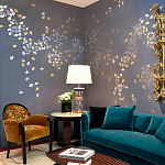 Обои ручная роспись Gingko Colourway SC-98 on Gun Metal dyed silk варинант исполнения - 1 | Loft Concept в Уфе