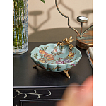 Блюдо из голубого фарфора с бронзовой птичкой Blue Garden варинант исполнения - 4 | Loft Concept в Уфе