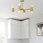 Люстра цвета латунь с 4-мя матовыми цилиндрическими плафонами Elstead Lighting варинант исполнения - 7 | Loft Concept в Уфе