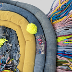 Ковер разноцветный из джинсовой одежды и армейских палаток Upcycling варинант исполнения - 4 | Loft Concept в Уфе