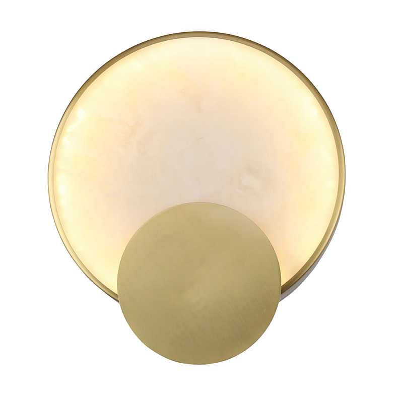 Бра в форме диска из бежевого алебастра Cryptocrystalline Stone Латунь Бежевый в Уфе | Loft Concept 