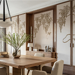 Обои с вышивкой ручной работы Deco Wisteria ﻿Midas colourway on Liso Pearl wool sateen варинант исполнения - 2 | Loft Concept в Уфе