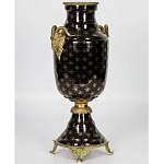 Ваза черного цвета из фарфора с золотистым узором и бронзовыми элементами Eden Garden porcelain and bronze варинант исполнения - 1 | Loft Concept в Уфе
