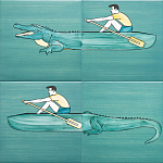 Плитка с узором Крокодил байдарочник варинант исполнения - 2 | Loft Concept в Уфе