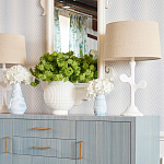 Настольная лампа с белым каркасом и тканевым абажуром Natural Stems варинант исполнения - 3 | Loft Concept в Уфе