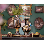 Ваза черного цвета из фарфора с золотистым узором и бронзовыми элементами Eden Garden porcelain and bronze варинант исполнения - 8 | Loft Concept в Уфе