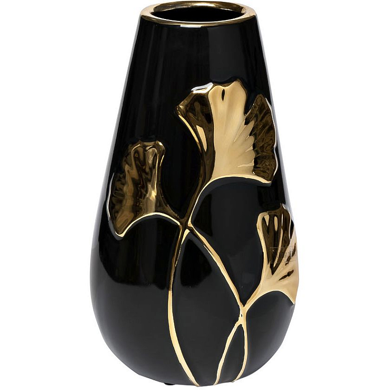 Ваза керамическая black with decor 24.5 Черный Золотой Ваза керамическая black with decor 24.5 Черный Золотой в Уфе | Loft Concept
