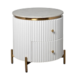 Тумбочка белая круглая с мраморной столешницей Thoroughbass варинант исполнения - 4 | Loft Concept в Уфе