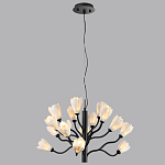 Люстра подвесная черного цвета с ветвями и белыми фарфоровыми цветами Floralis варинант исполнения - 5 | Loft Concept в Уфе