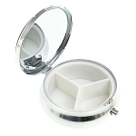 Таблетница карманная круглая с 3-мя отделениями с зеркалом и накладкой из натурального камня Серафинит Silver Stone Pillboxes варинант исполнения - 2 | Loft Concept в Уфе