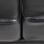 Диван кожаный двухместный на 4-х деревянных ножках из массива березы Logan Leather Seating black варинант исполнения - 4 | Loft Concept в Уфе