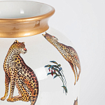 Ваза белая овальная с рисунком леопардов и золотыми акцентами LEOPARD Collection варинант исполнения - 1 | Loft Concept в Уфе