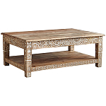 Журнальный стол из массива манго с резьбой Agota Coffee Table варинант исполнения - 1 | Loft Concept в Уфе