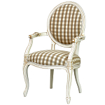 Стул с подлокотниками и круглой спинкой  Checkered Upholstery Chair обивка в клетку варинант исполнения - 1 | Loft Concept в Уфе