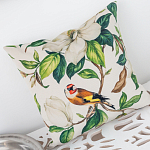 Декоративная подушка бежевая с изображением птица в саду Blooming Birds варинант исполнения - 3 | Loft Concept в Уфе