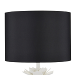 Настольная лампа с декором в виде белого цветка магнолии на каркасе и черным абажуром White Magnolia варинант исполнения - 2 | Loft Concept в Уфе