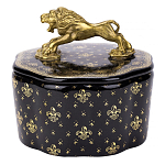 Шкатулка черного цвета с крышкой с фигуркой льва Eden Garden варинант исполнения - 1 | Loft Concept в Уфе