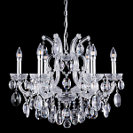 Люстра подвесная с 6-ю лампочками и прозрачными хрустальными подвесками на хромированном основании Crystal lamps варинант исполнения - 1 | Loft Concept в Уфе