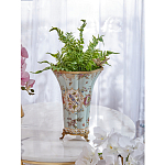 Ваза голубого цвета из фарфора с цветочным рисунком и бронзовой стрекозой Blue Garden варинант исполнения - 5 | Loft Concept в Уфе