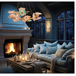 Люстра круглая на золотом каркасе с цветочным декором Miscellaneous herbs варинант исполнения - 6 | Loft Concept в Уфе