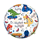 Пуф детский круглый с принтом на 4-х белых ножках Dinosaurs CHILDHOOD варинант исполнения - 2 | Loft Concept в Уфе