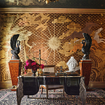 Обои ручная роспись в стиле Арт-деко Deco Dawn Bas Relief on Deep Rich Gold gilded paper варинант исполнения - 1 | Loft Concept в Уфе